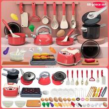 68pcs/93pcs Pink/Green Doll Kitchen Toys, Little Chef Toy Set, Simulated Kitchen Utensils Set, Lids, Scissors, Kitchen Toys, Children Toys