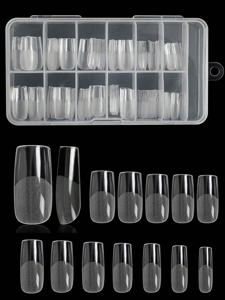 240Pcs/Box Full Cover Fake Nails Acrylic Nail Supplies Semi-Frosted Seamless Nail Clear Long Ballet Nail Tips Press On Nails - Clear - View 1