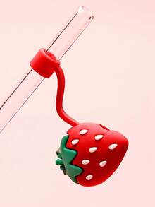 1pc Strawberry & Cherry Straw Lid, Fits 30 & 40 Oz Glass Cups, 10mm Cute Reusable Straw Lid, Dust-Proof Straw Lid, Easy Straw Lid, Suitable For Driving, Office, Outdoor Camping, Christmas, Cup Accessories, Mother's Day Gift - Random Color,Christmas Decor,Partyfavor,Food Catering For Christmas