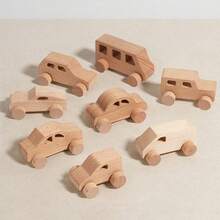 8pcs Wooden Inertia Push & Go Cars, Grip Training Toy Cars For Children, Suitable For Boys, Girls, Birthday, Halloween, Christmas Gifts - Multicolor - View 5