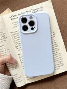 Funda protectora completa de silicona de color sólido para phone 16, 15, 14, 13, 12 Pro y 11. Colores pastel. - azul claro - Ver 4