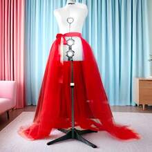 1pc Tulle Skirt, New Arrival European & American Style, Tie-Waist Long Tail Skirt, Black/White/ Red/Purple/Rose Red/Suitable For Prom, Halloween Cosplay Party Costumes, Valentine's Day, Autumn Women's Clothing
