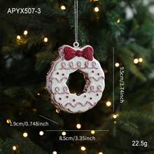 Decoração de Natal de plástico vermelho com glitter, em formato de bolo de desenho animado, urso, enfeites para árvore de Natal para vitrine, decoração de Natal e decoração de inverno para quarto.