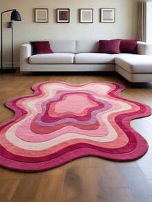1pc Plush Plush Polka Dot Plastic Bottom Asymmetrical Shaped Fluffy Pink Bedroom Carpet, Home Decor Rug For Living Room, Sofa, Coffee Table, Suitable For Study, Wardrobe, Reading & Gaming Area, Recommend Buying Larger Size - Multicolor - View 3