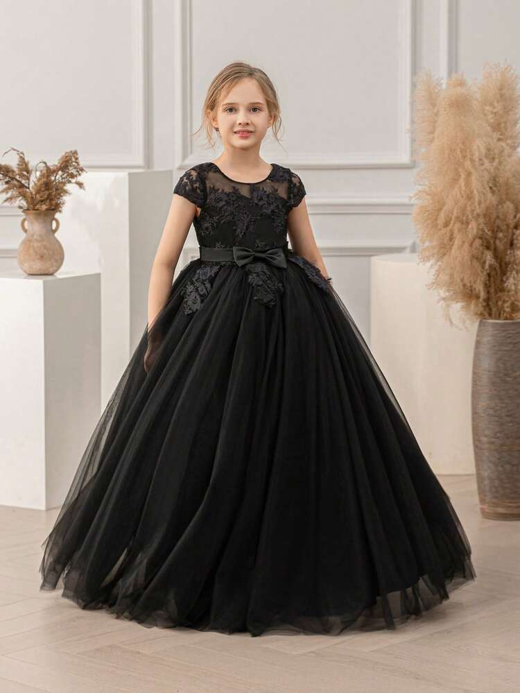 Tween Girl Elegant Party Christmas Burgundy Dress With Embroidered Bowknot  & Tulle, Princess Dress Suitable For Girls' Birthday Party, Banquet,  Evening Gala, Flower Girl, Bridesmaid, Wedding, ...