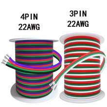22AWG RGB Extension Cable Wire - Heavy-Duty LED Strip Lighting Cord With 3-Pin To 4-Pin Connector, Compatible With WS2812B/WS2811, 3528, 5050 LEDs, 12V/24V DC - For RGB Projects, Neon Signs, Home/Commercial Lighting - Fast Data Transfer & Reliable Power Delivery, LED Lighting Setup, Project Lighting Solutions, Organized Wire Management, Insulation, Flexible Conductors - Red, White and Green - View 2