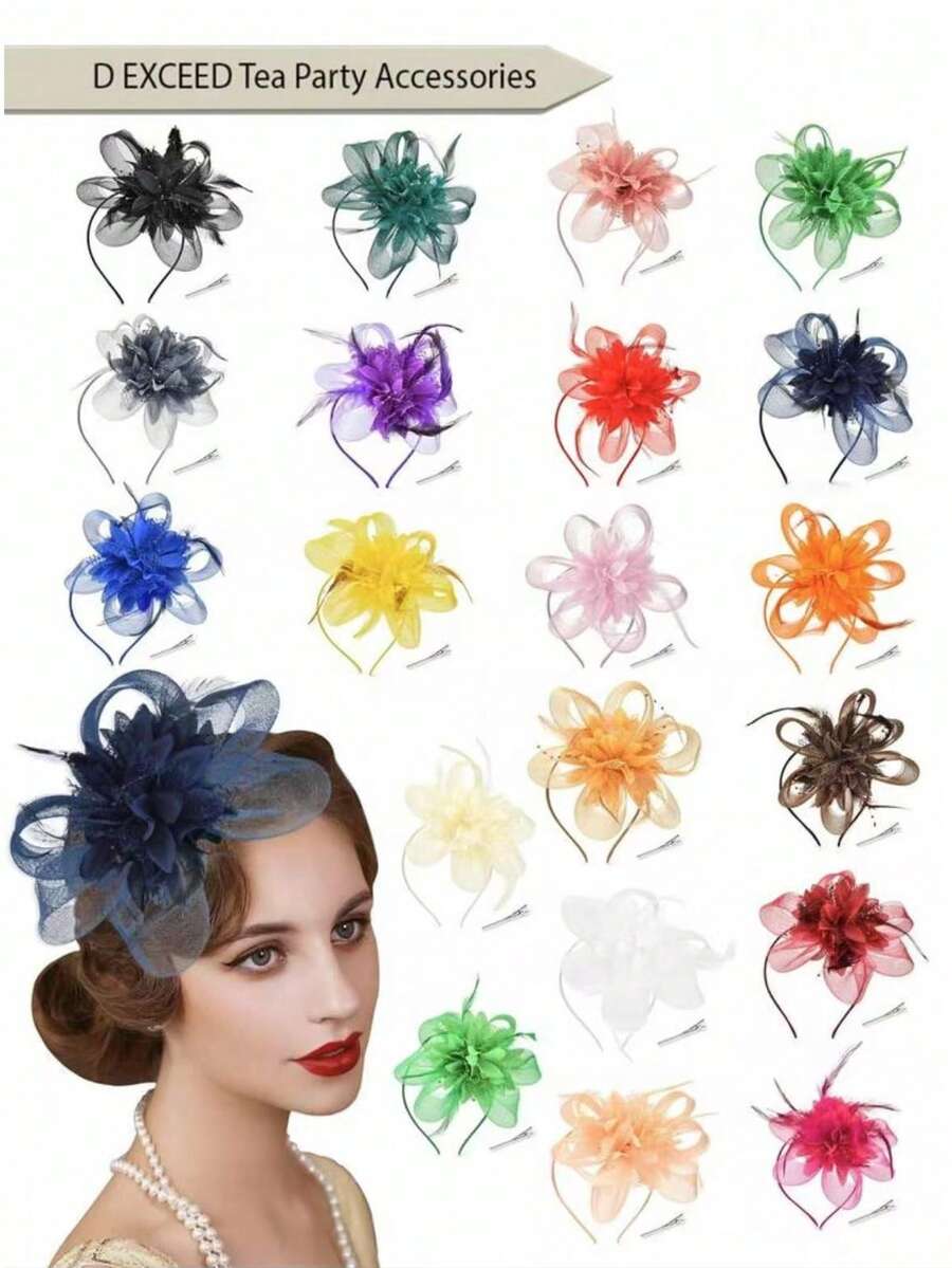 D EXCEED 1/2 PCS Vintage 1920s Beaded Fascinator Hat For Women - Art Decor Headpiece With Lace & Feathers | Gatsby Tea Parties, Weddings, Derby & Opera Events | Mother's Day, Bridal Shower, Teacher Gift Idea Valentine's Day Accessories - European and American Fashion Headwear - View 1