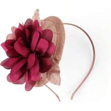 Fascinators Hats Women,Tea Party Fascinator Hair Clip With Feathers Wedding,Derby Hats Headbands - Style6-深紅色 - 查看 5