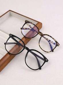 MEIRONG 1pair Women Fashion Leopard Print Big Frame Round Optical Glasses, Casual For Daily Use Glasses Accessories For Women - Multicolor - View 3