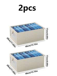 1個/2個/4個 日式亞麻衣物收納盒 布製可折疊收納盒 家用衣櫥衣物收納盒 內衣衣物分類盒 臥室房間裝飾 返校季 - 米色 - 查看 12
