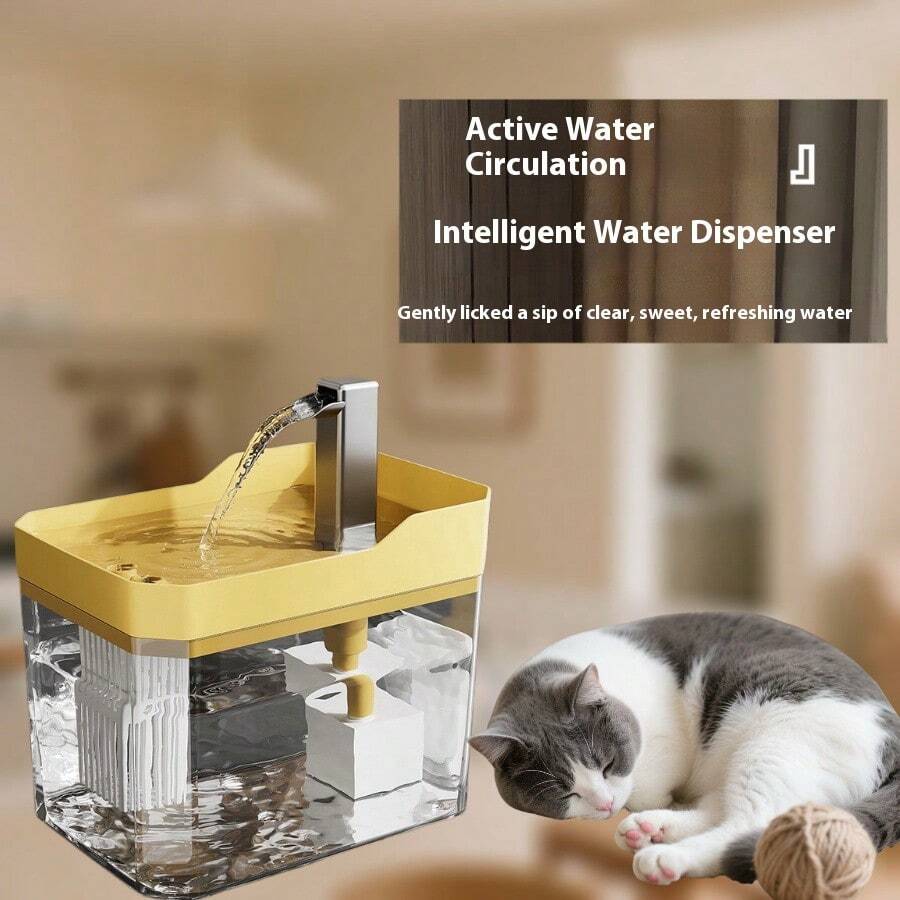 自动宠物饮水机静音流水猫狗饮水器智能防干涸大容量免电适用于小型犬猫防溅饮水用品 - 彩色 - 查看 1