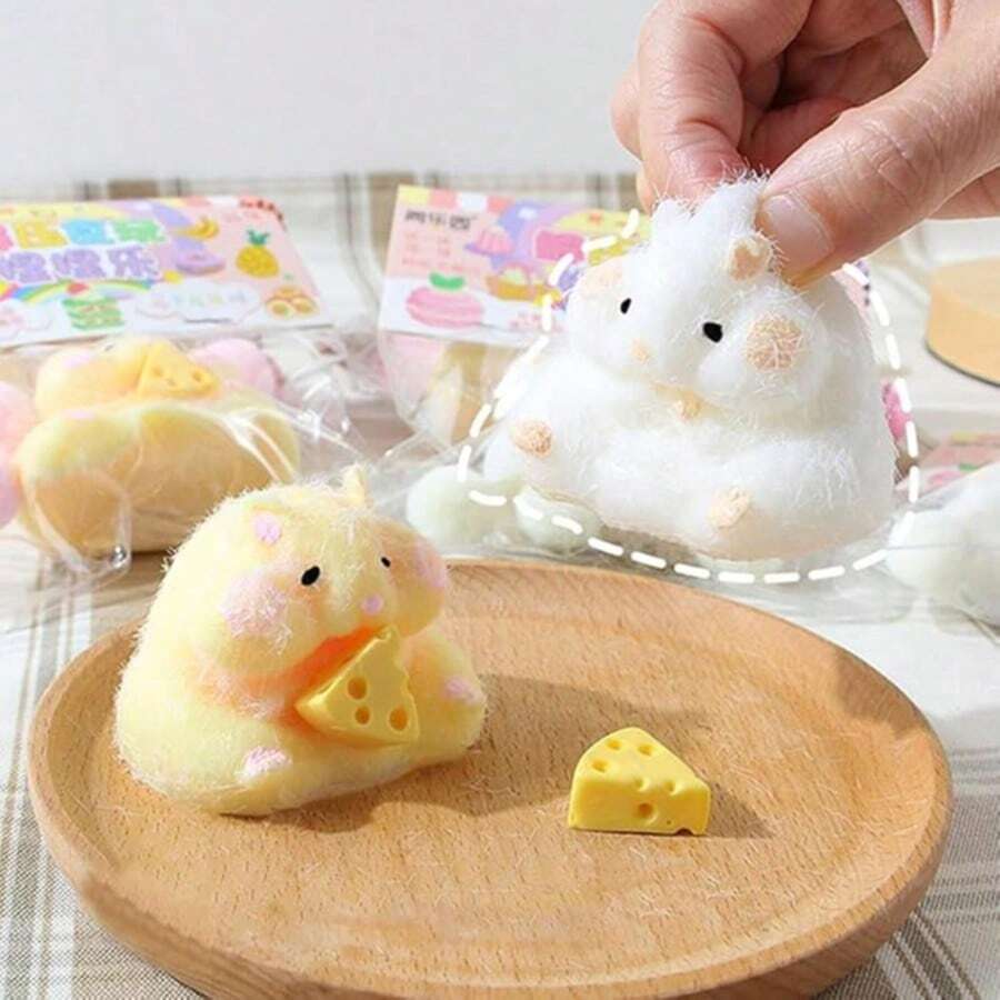 2pcs Squishy Hamster Squeeze Toys,3inch Big Cute Soft Hamster Squishy Toys,Stress Relief Squishies For Kids Party Favors, Pinch Family, Fidget Toys Suitable Adults Kids Big - 彩色 - 查看 1