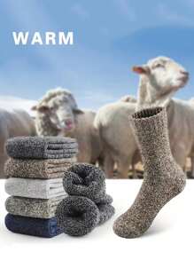 3双冬季保暖男士袜子加厚毛巾底袜男袜超厚纯色袜子厚款冬季雪地袜39-44秋季袜子 - 彩色 - 查看 3