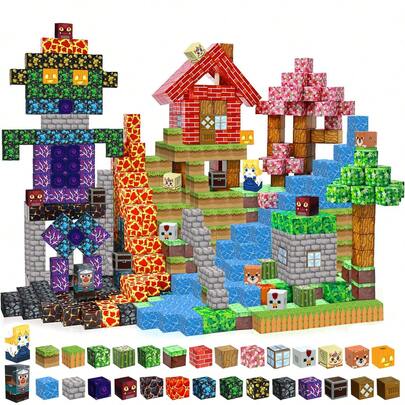 98/138/168PCS Magnetic Blocks, Magnetic Building Blocks, STEM Constructions Magnet Blocks For Boys Girls Age 3 4 5 6 7 8 9 10, Sensory Stacking Toy Christmas Birthday Gifts For Kids