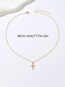 1 件优雅时尚十字架吊坠项链，适合女性日常佩戴 - 金色 - 查看 6