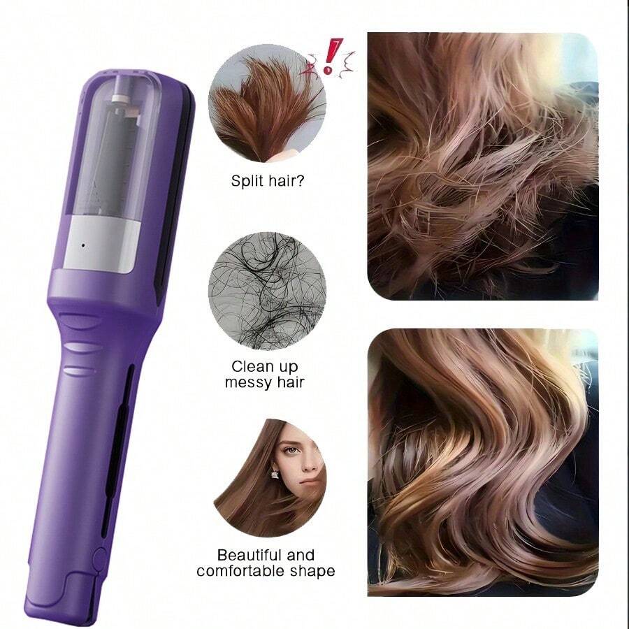 Hair Split Trimmer, Rechargeable Hair Trimmer, Automatic Hair Split Removal Trimmer, Suitable For Split Ends, Hair Tip Care And Maintenance, Portable Electric Automatic Hair Clipper, Suitable For Home Use As A Gift. - 紫色 - 查看 1