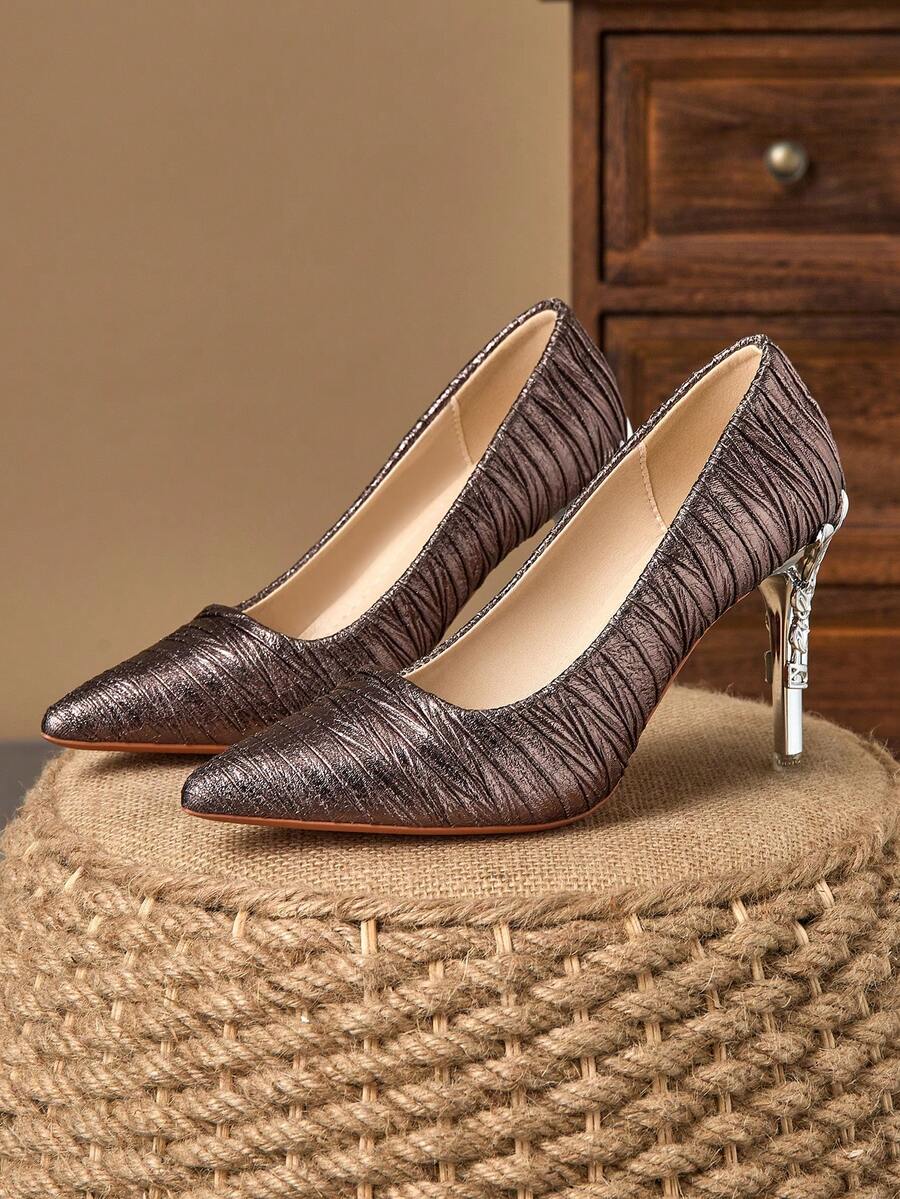 MonaNise Giày cao gót mũi nhọn nữ, kiểu dáng slip-on, gót mỏng 9cm, thích hợp cho các dịp thường ngày, dự tiệc hoặc các sự kiện.