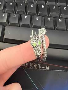 Silver Dragon Ring Punk Adjustable Gothic Vintage - Silver - View 2