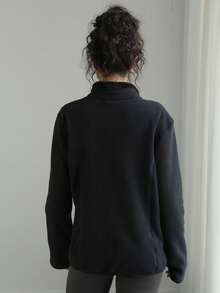 Women's Outdoor Casual Warm Thick Jacket, Fashionable Loose Long Sleeve Jacket Suitable For 5-20 Years Old, Autumn/Winter, Fleece Material, Suitable For Skiing And Other Sports - Black - View 10