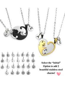 Matching Couples Cat Necklace Or Keychain Set, Best Friends, Kitty, Animal Lovers, Kitten, Gift For Boyfriend Girlfriend, Anniversary - Multicolor - View 3