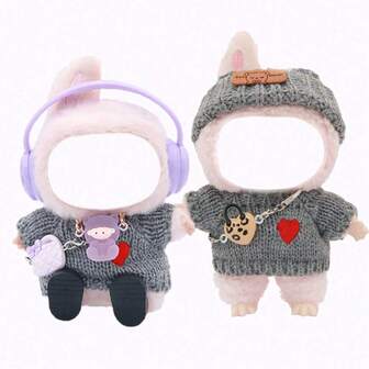 Knitted Sweaters, Accessories Like Hanging Ornaments, Headphones, Hats, Etc. Fashionable & Cute Style, Personalized For 14cm-17cm LA Dolls (Dolls Not Included)