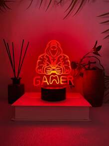 1pc Creative 3D Night Light, Touch Sensor 7-Color Changing USB Decorative Lamp, Gaming Room Atmosphere Light, Holiday Gift - Pink - View 7