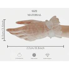 Local Shipping 2025 New  Short Lace Mesh Gloves Tulle Border With Pearls Wedding Opera Tea Party Gloves For Women Formal - Ivory-2 - 查看 5