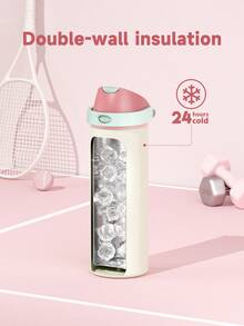 Meoky 24oz Vacuum Insulated Water Bottle with 2-in-1 Straw and Spout Lid, Insulated Cup, Keep Cold 24H, Leak-Proof, Fits in Car Cup Holder, Stainless Steel Tumbler for Sports, Travel, and School - 米黃 - 查看 3