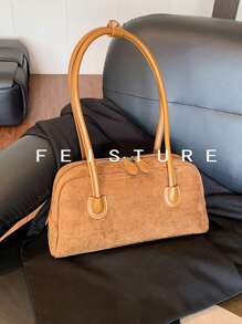 1 件复古绒面革保龄球包，拉链开合，适合日常外出、约会、通勤