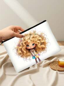 带有可爱小女孩图案的双面化妆包、旅行洗漱用品收纳袋、家用钱包铅笔袋、学校学生收纳袋文具袋、教师组织者礼物印花收纳袋、小女孩最喜欢的旅行包、礼物朋友家人女性和小女孩最喜欢的化妆品收纳袋、旅行旅行包杂物收纳袋、零钱化妆品眼镜收纳袋