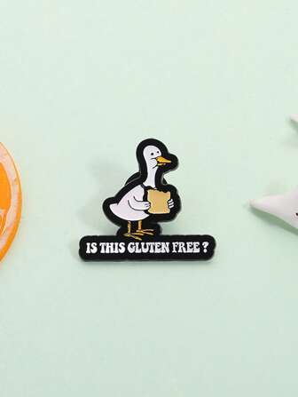 1 st är detta glutenfri emaljnål sött djur rolig anka som håller bröd rostat bröd metallbrosch kavajmärke roliga smycken present till vän