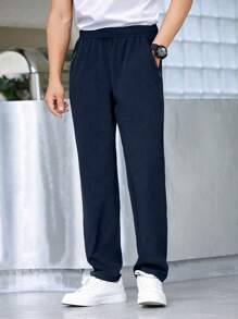 1pc Tween Boy All-Match Casual Sports Pants - Navy Blue - View 4