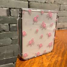 Pink Floral Pattern Clear Flip Phone Case Compatible With Samsung Galaxy Z Flip6 7 5 4 3 Z Fold 3 4 5 6 Ultra Thin Transparent Protective Cover Compatible With Motorola Razr 40 50/40 50 60 Ultra - ZDPC P17 - Xem 3