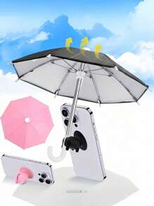 Mini Outdoor Phone Parasol With Universal Suction Cup Holder, Outdoor Anti-Glare Parasol, Polyester Fiber, Rain And Sun Protection, Universal Adjustable Anti-Glare Outdoor Phone Holder, Suitable For Mobile Phones, Kindles, Pads, Smartphones Umbrella For Women Umbrella Rainproof Windproof
