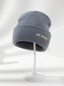 1 件男女通用“Still Sleepy”字母刺绣弹力便帽，户外休闲时尚薄针织帽，适合日常穿着，秋冬，馈赠佳品 - A - 查看 11