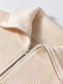 Acelitt Chaleco de punto sin mangas casual con cuello a contraste y media cremallera, primavera/otoño - Multicolor - Ver 7