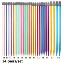 1 Set Of 14 Pcs 25cm/35cm Grey Knitting Needles, 2.0-10.0mm Colorful Knitting Needle Set, DIY Tools For Knitting Sweaters, Scarves, Socks, Etc. - Multicolor - View 1