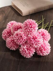 6 朵人造菊花，适用于家居装饰、圣诞节装饰、万圣节装饰、客厅卧室装饰、人造植物、房间、书桌、花园装饰，是派对和节日的理想礼物 - 彩色 - 查看 3