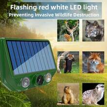 Solar Ultrasonic Dog Repellent Defender, Animal Pest Deterrent With Motion Sensor And Flashing Lights Outdoor Pest Repeller For Farm Garden Yard Repellent Dogs, Cats, Birds, Skunk, Squirrels - Green - View 2