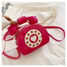 Special-Shaped Bag European And American Fashion Ideas Cute And Funny Personality Simulation Telephone Messenger Bag - 黑色 - 查看 7