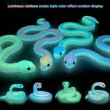 Serpiente 3D de 30cm que brilla en la oscuridad, modelo de víbora realista y articulada, regalo de Año Nuevo, negro y blanco
