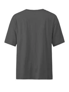 Customized Photo T-Shirt For Women - Add Your Favorite Photo And Text (Girlfriend Photo/Couple Photo/Family Photo/Selfie/Pet Photo/Friend Photo) - Dark Grey - View 6