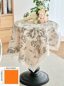 1 Stück schwarze Tischdecke mit Blume Muster, amerikanischer Landhausstil mit Spitzenrand, vielseitig einsetzbar für Esstisch, Küche, täglichen Gebrauch, Feste, Partys, Abendessen, Mikrowelle, Heimdekoration, für alle Jahreszeiten