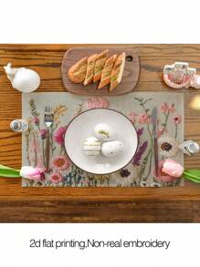 4 件/6 件彩色刺绣花朵餐垫，矩形桌布，可水洗，适合家庭聚餐、咖啡桌、耐用的厨房和餐厅装饰、派对和场景的桌面装饰、家居装饰