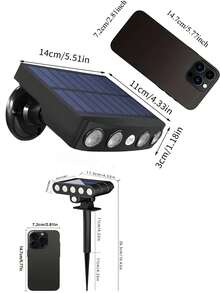 1pc Solar Powered Outdoor Wall Light, Outdoor Garden Solar Light With Motion Sensor, Fake Surveillance Light, Super Bright 4 LED Large Night Light, 5 LED Multi-Function Small Stake/Wall Light, 1200mAh Lithium-Ion Battery Solar Charging, Simulated Security Camera Design, 3 Lighting Modes, No Remote Control Included - Black - View 9