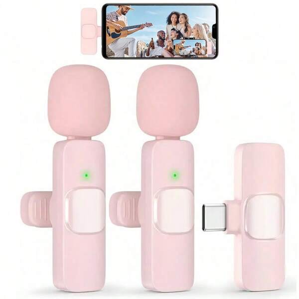 ميكروفون لاسلكي صغير، تسجيل لاسلكي وبمنفذ USB-C، توصيل وتشغيل للهواتف الذكية/الأجهزة اللوحية/أجهزة الكمبيوتر المحمولة، ميكروفون خارجي لبودكاست، فيديو بلوق، مقابلات فيديو، متوافق مع الهواتف الذكية وأجهزة الكمبيوتر الشخصي/ميكروفون لاسلكي احترافي صغير للهواتف الذكية والأجهزة اللوحية والكمبيوتر المحمول بمنفذ USB-C، للتسجيل الصوتي والمرئي، البث المباشر للألعاب