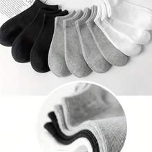 10 Pairs Of Black, White, Gray, And Thin Men's Sweat Absorbing Socks - Comfortable And Soft Solid Color Socks For Daily Use By Men And Women, Perfect For Business Travel And Vacation, Lightweight Ankle Socks