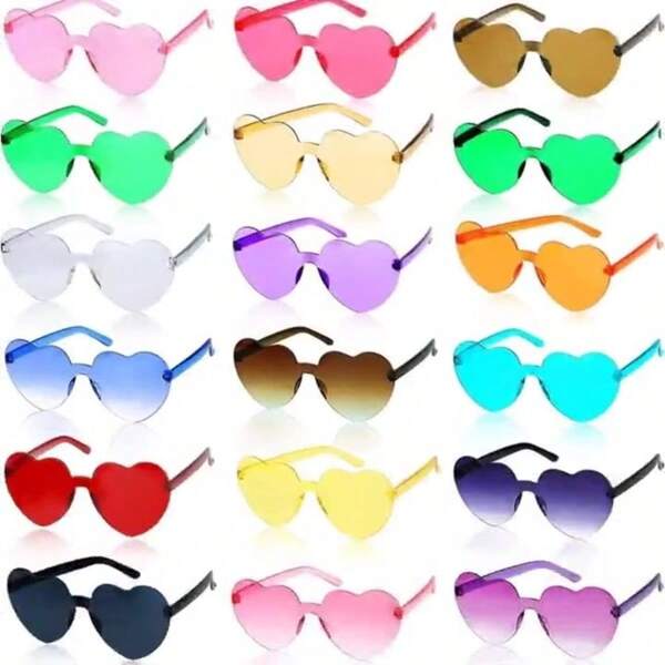 12pcs/Set Heart Shaped Glasses "Love" Glasses For Men And Women, Starry Holiday Party Supplies
