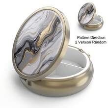 HION Hộp đựng thuốc Hộp đựng thuốc có gương Hộp đựng thuốc nhỏ 3 ngăn cổ điển để đựng trong ví hoặc túi Hộp đựng thuốc tròn nhỏ bằng đồng trang trí bằng kim loại đựng thuốc Vitamin Quà tặng độc đáo - Nhiều màu - Xem 11