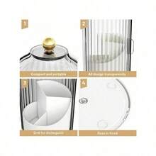 360-Degree Makeup Brush Storage Box With Transparent Cover 360-Degree Rotating Sliding Opening Dust Brush Container, Suitable For Vanity, Bathroom Room